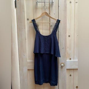 Anthropology Maeve Two Tier Dress - Navy Blue Size 6